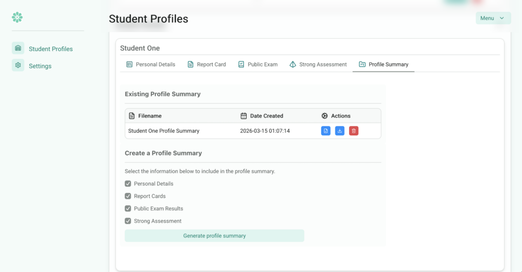 Student Profile Generation
